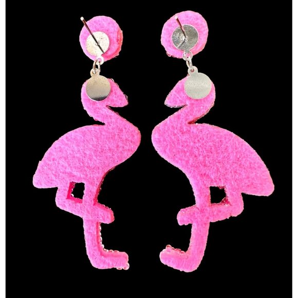 Flamingo Earrings Beaded Dangle Post Pink Statement Jewelry New Caribbea… - Picture 12 of 12